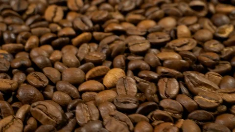 Fried of coffee beans slider shot close-up Stock Footage 101816548