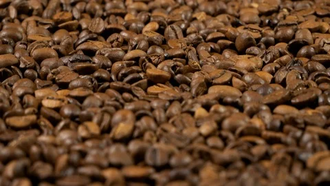 Fried of coffee beans slider shot close-up Stock Footage 101816565