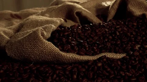 Fried coffee beans in slow motion Stock Footage 76051387