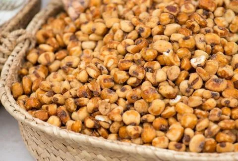 Fried corn seeds on the market Stock Photos