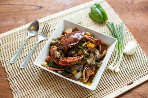 Fried crab with black pepper Stock Photos