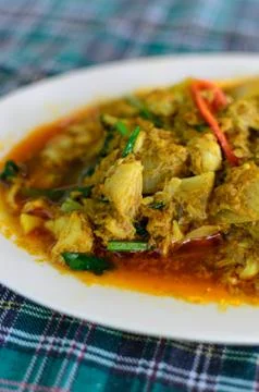 Fried crab with curry Stock Photos