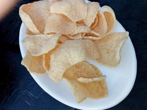 Fried cracker in a plate Stock Photos