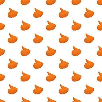 Fried crispy chicken wings seamless food pattern Illustrazione stock