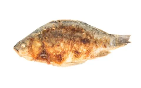 Fried crucian carp isolate Foto stock