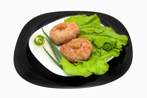Fried cutlets with vegetables Stock Photos