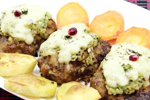 Fried cutlets with vegetables Stock Photos