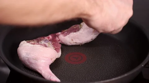 Fried duck legs on a pan. Stock Footage 146138481