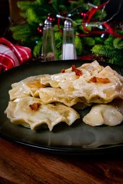 Fried dumplings stuffed with spinach. Stock Photos
