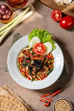 Fried eel with Tauco or fermented bean paste Stock-Fotos