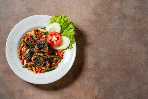 Fried eel with Tauco or fermented bean paste 스톡 사진