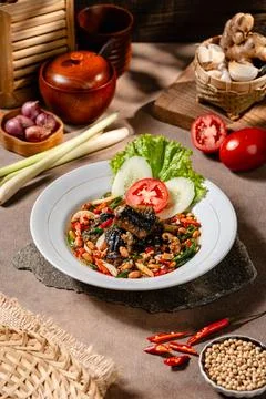 Fried eel with Tauco or fermented bean paste Stock Photos