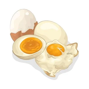 Fried Egg and Boiled Egg 스톡 일러스트