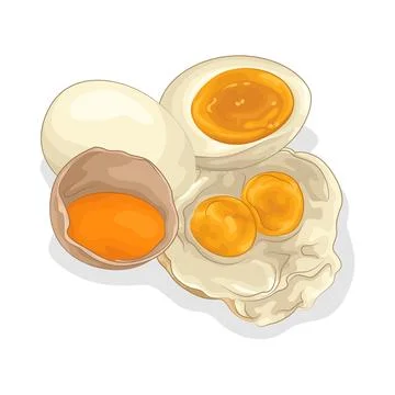 Fried Egg and Boiled Egg Stock Illustration