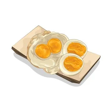 Fried Egg and Boiled Egg Stock Illustration