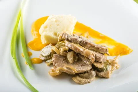Fried egg and meat Stock Photos