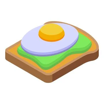 Fried egg avocado toast icon isometric vector. Bread food Illustrazione stock