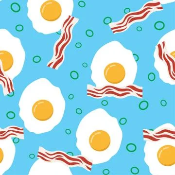 Fried egg with bacon seamless pattern Stock Illustration
