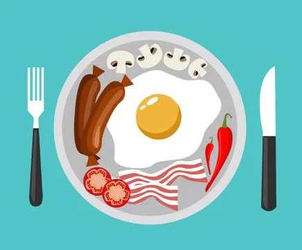 Fried egg with bacon vector illustration Illustrazione stock