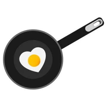 Fried Egg on black pan Stock Illustration