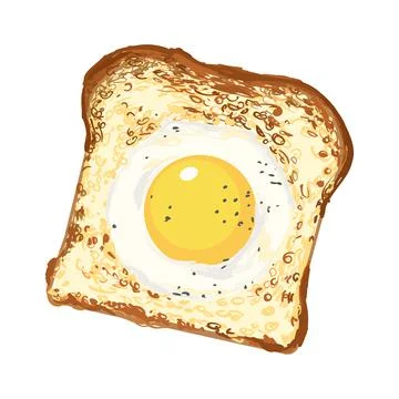Fried Egg in Bread Illustration Stock Illustration
