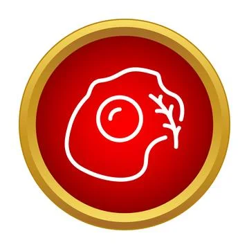 Fried egg breakfast button interface outline icon Stock Illustration