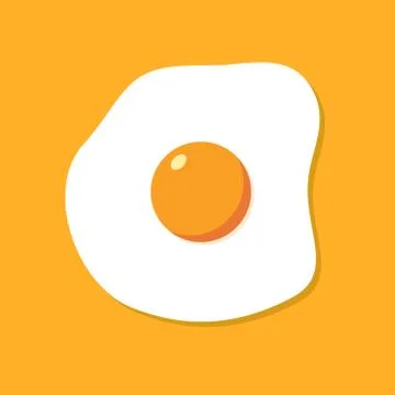 Fried egg breakfast cartoon icon isolated. Flat omelet meal yolk logo shape Stock Illustration