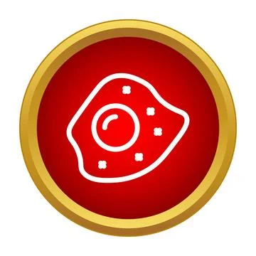 Fried egg breakfast food inside red circle icon Stock Illustration