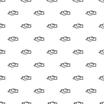 Fried egg breakfast food seamless line pattern 스톡 일러스트