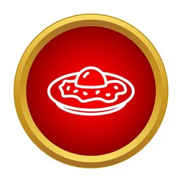 Fried egg breakfast food vector outline icon Stock Illustration