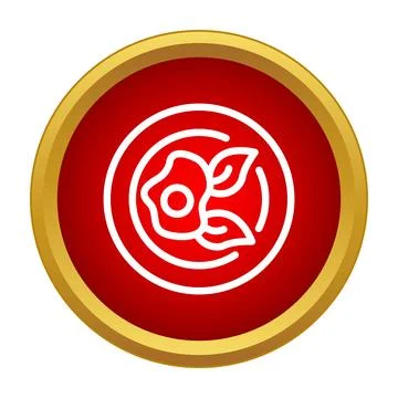 Fried egg breakfast meal icon in red circle Stock Illustration
