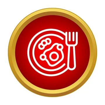 Fried egg breakfast meal icon in red circle Stock Illustration