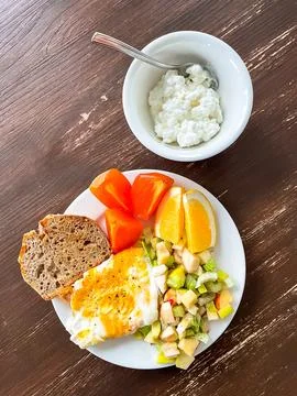 Fried egg breakfast plate Foto stock