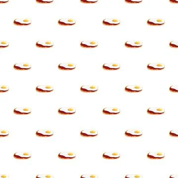 Fried egg breakfast seamless pattern on white background Illustrazione stock