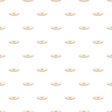 Fried egg breakfast seamless pattern on white background 스톡 일러스트