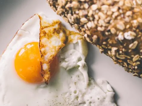 Fried, egg, breakfast, toast, bread, food Stock Photos