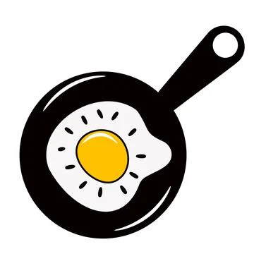 Fried egg breakfast  vector graphic design in frying pan. Stock Illustration