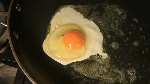 Fried egg in butter Stock Footage 94672929
