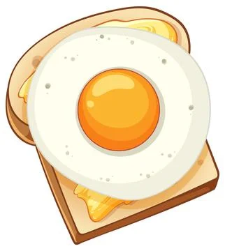 Fried Egg on Buttered Toast Vector Illustration Stock Illustration
