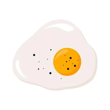 Fried egg. Cartoon cooked egg with yellow yolk and shaped albumen chicken Stock Illustration