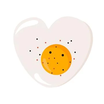 Fried egg. Cartoon cooked egg with yellow yolk and albumen chicken protein Illustrazione stock