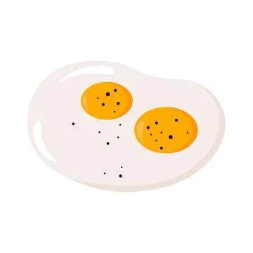 Fried egg. Cartoon cooked egg with yellow yolk and shaped albumen chicken Stock Illustration