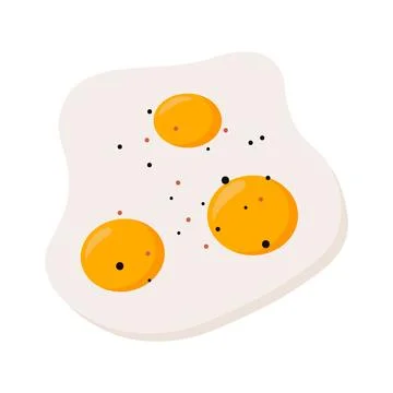 Fried egg. Cartoon egg with three yellow yolk and albumen Stock Illustration