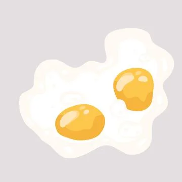 Fried egg in cartoon flat style. Vector illustration of fast food, scrambled Stock Illustration