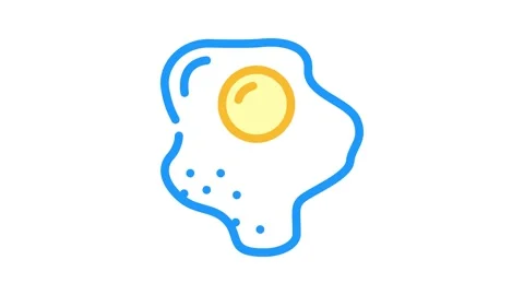 Fried egg chicken color icon animation Stock Footage 327268046