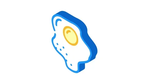 Fried egg chicken isometric icon animation Stock Footage 327291121