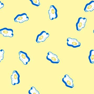 Fried egg chicken isometric icon seamless pattern Stock Illustration