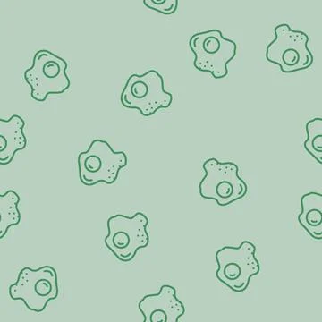 Fried egg chicken line vector seamless pattern Illustrazione stock