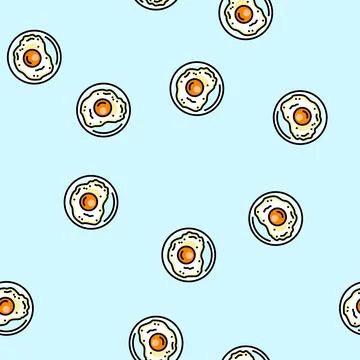Fried egg chicken vector seamless pattern 스톡 일러스트
