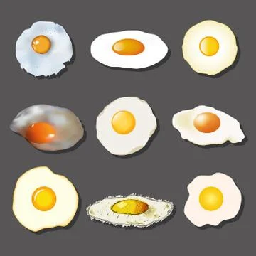 Fried egg collection Stock Illustration